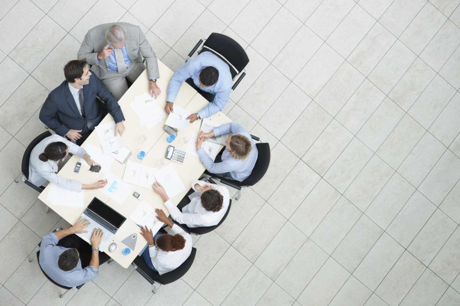 Top view of a business meeting in progress