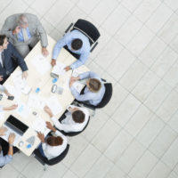 Top view of a business meeting in progress